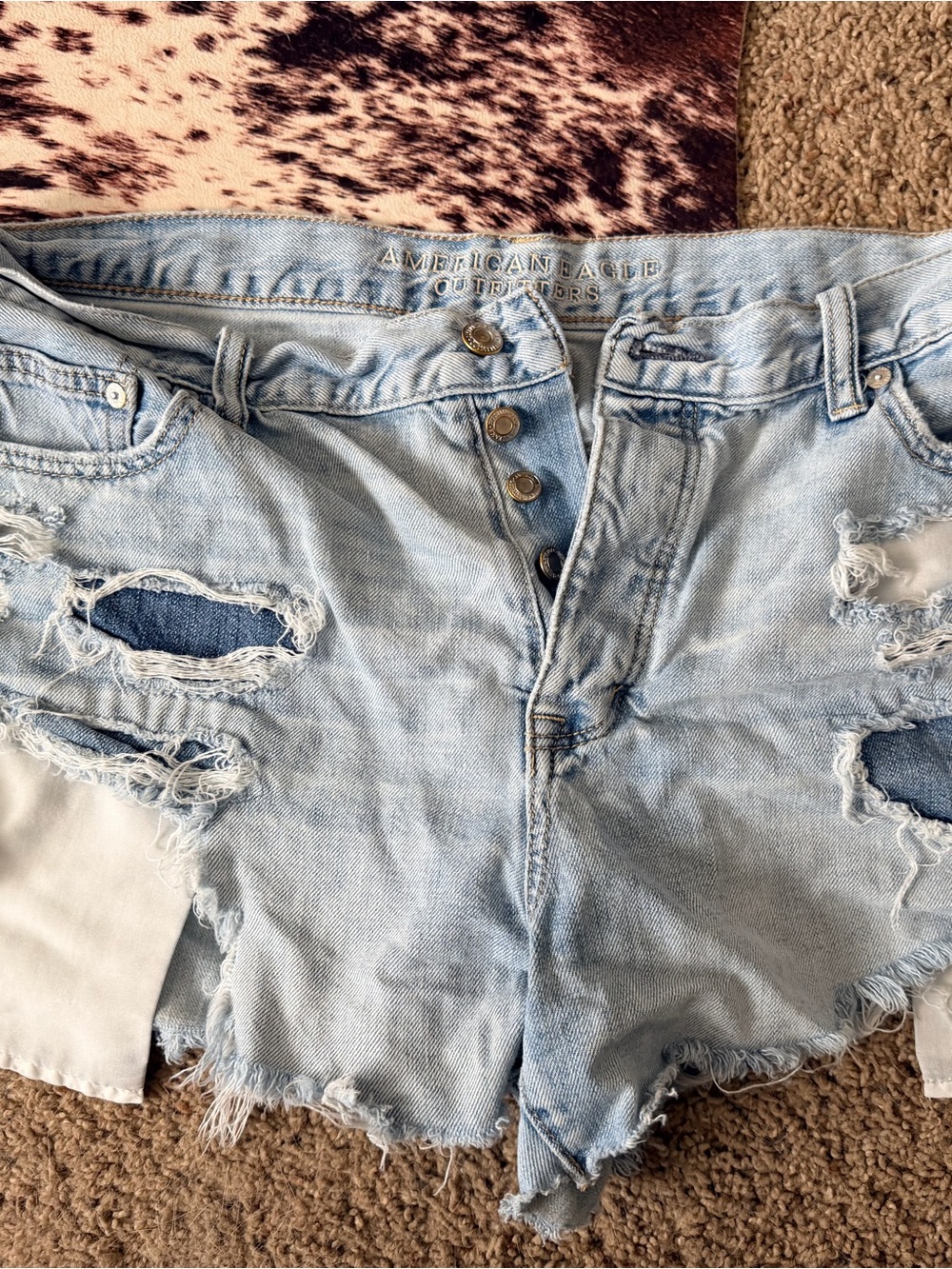 American Eagle Outfitters Light Wash Distressed Denim Shorts